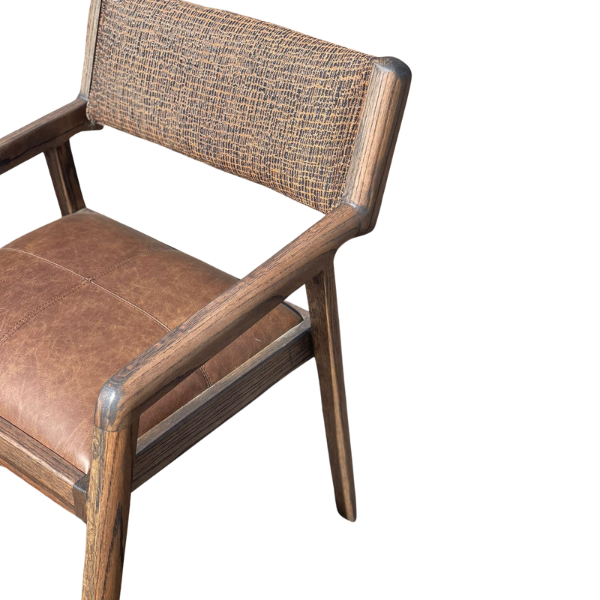 Red Oak Texan chair with leather and fabric
